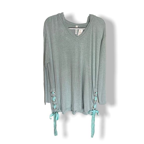 Livi Active Womens Hoodie Size 18 20 Ombre V-Neck Mint Green Lane Bryant NEW - Picture 1 of 4